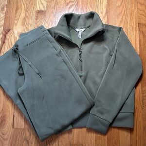 SPANX Airessentials Olive Green Jacket and Pants Set